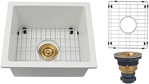 Lonsince Bar Sink,Undermount Bar Sink 16 X 18 Inch,Small RV Sink,Small Bar Sink,White Bar Sink,Granite Undermount Sink,Quartz Classic Kitchen Sink White