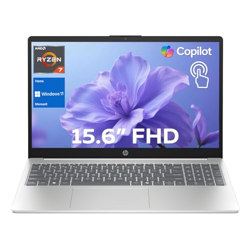 Image of HP Pavilion 15 Laptop with Copilot AI, 15.6 inch FHD Touchscreen, AMD Ryzen 7 7730U Performance for Multitasking, 16GB RAM, 1TB SSD, Wi-Fi 6, HDMI, Webcam, Windows 11 Home, Silver