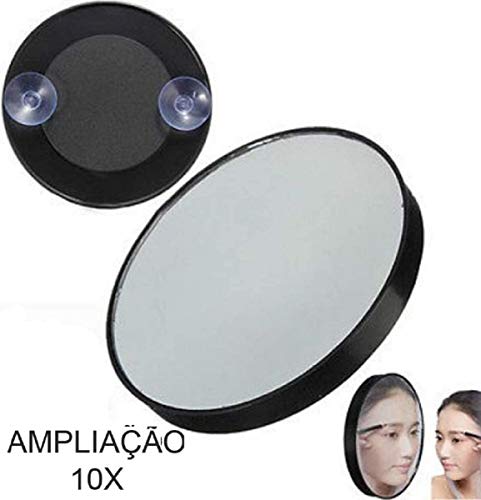 Espelho Lente Aumento Zoom 10x Maquiagem Barba Ventosa 9cm