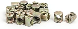 sourcingmap M6 x 10mm Cross Dowel Slotted Metal Barrel Nuts 20PCS for Furniture Bed Chair