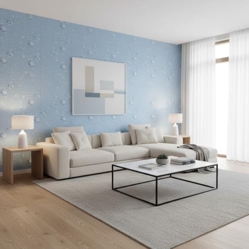 Image of Blue Water dot Wallpaper for Walls | Peel and Stick Self Adhesive Wall Sticker | Waterproof PVC Vinyl Decorative Wall Decor for Home, Living Room, Bedroom & Office (45x300 cm)