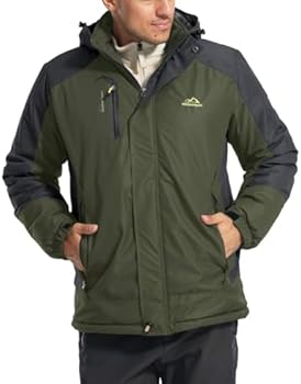 KEFITEVD Heren Waterdichte Jas Winter Warme Ski Jassen Softshell Winddicht Outdoor Fleece Wandeljas Lichtgrijs M