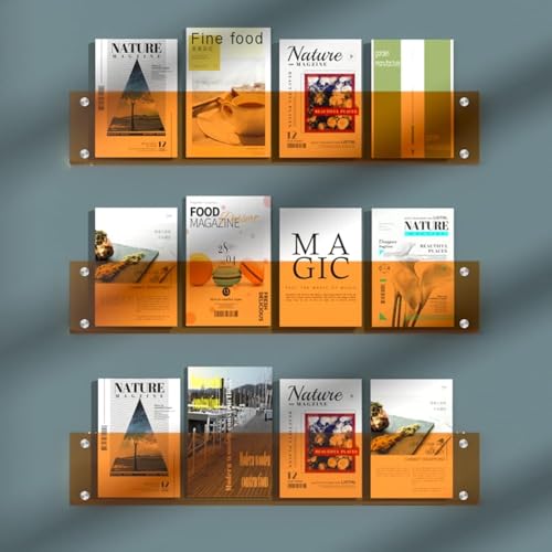 Acryl Zeitschriftenhalter Set, Wandmontierter Prospektständer für stilvolle Literaturaufbewahrung in Wohnzimmer und Büro