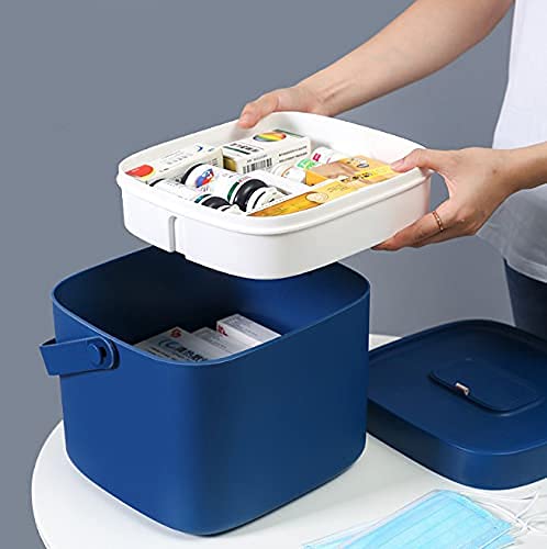 Caja de primeros auxilios portátil, 2 capas, para uso doméstico y exterior, kit de emerncy para acceso rápido y diagnóstico (blanco, L)
