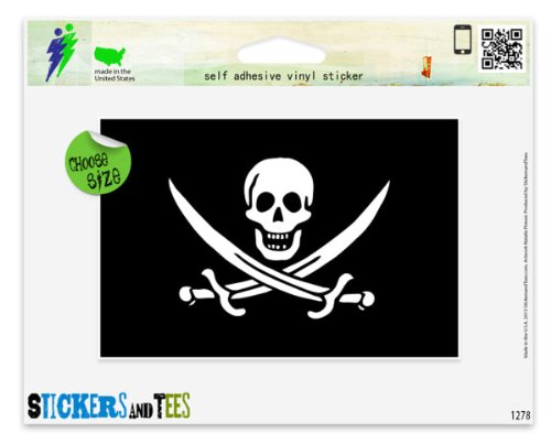 Pirate Flag Rack Rackham Skull Vinyl Car Bumper Window Sticker 5