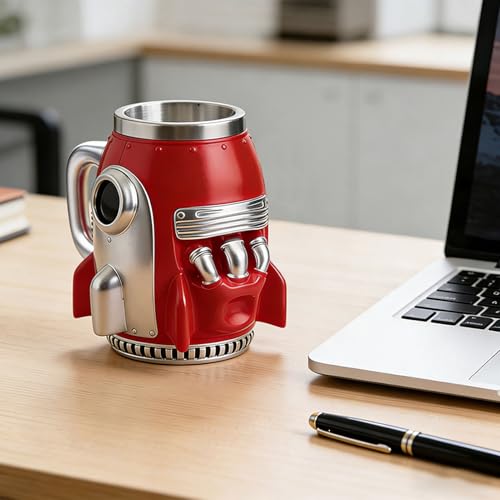 Tazas de café originales con termo de acero inoxidable en forma de cohete espacial 4