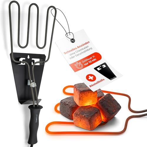 Clatronic® elektrischer Grillanzünder | Anzünden von Holzkohle | Grillfeuer in ca. 10 Min | Anzünder mit minimaler Rauchentwicklung | Keine Chemikalien u. Geruchsbildung | Grill Zubehör | EGA 3404