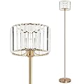 irotine Gold Crystal Floor Lamp for Living Room, Modern Elegance Crystal Floor Lamp for Bedroom, On/Off Foot Switch, Reading Corner Lamp for Office Cafe, E26 Bulb Excluded, Max 60W, Brass Finish
