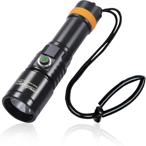 Affidabilità e praticità: l'indicatore della batteria rimanente integrato sull'interruttore laterale consente di conoscere il livello della batteria in tempo reale. Alimentato da una batteria ricaricabile USB da 3400 mAh, consente di caricare in diversi modi, non occupa troppo spazio del tuo zaino subacqueo.