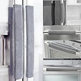 Volecy Refrigerator Door Handle Covers, 6 PCS, Washable Velvet Appliance Handle Covers, Adjustable Handle Protectors, Kitchen Decor Keep Clean for Fridge Oven Stove Microwave Dishwasher(Gray)