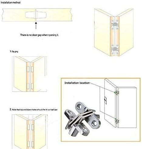 60mm Length Pair of Concealed Stainless Steel Door Hinge Invisible Hidden Silver (Zinc&Stainless Steel, 2-3/8'') - Image 5