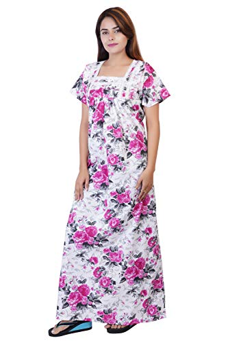 Image of Women's Cotton Block Print Knee Length Nighty