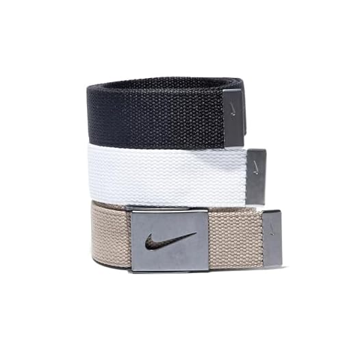Nike Men's Standard 3 Pack Golf Web Belt, White/Khaki/Black, One Size