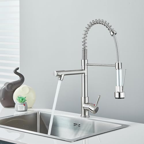 TINICO Torneira Cozinha Gourmet Misturador Monocomando Com Spray Extensor, Bocal Inclinado, Volante