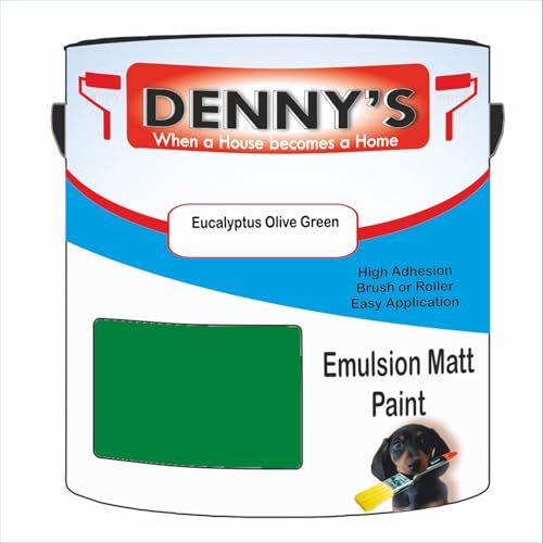 Premium Interior Wall & Ceiling Emulsion Paint – Eucalyptus Olive Green – Rich Matt Finish, Durable & Washable, Low Odour, Ideal for Living Rooms, Bedrooms & Hallways (1 Litre Tin)