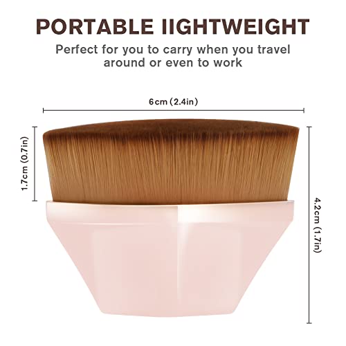 Auauy Foundation Makeup Brush, Foundation Brush For Liquid Makeup, Kabuki Face Brush Multifunctional, For Flawless Powder, Blending Liquid Or Cream Cosmetics With Portable Case (Pink) #TOP3
