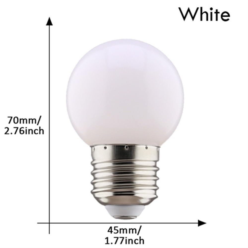 KJXP Lighting, Pack de 20, ampoule LED couleur G45 AC220V E27 ménage 3w/5w, Source de lumière décorative romantique à 7 couleurs(Rouge,5W)