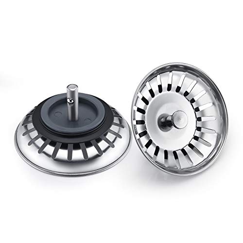 Universal Siebkörbchen Spüle Abflusssieb 3,5 Zoll (7,9cm), 2 STÜCKE Spülbecken Sieb mit Zapfen, Edelstahl