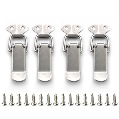 4 Pcs Spring Loaded Toggle Latch, Durable Stainless Steel Latches and Catches, with Easy-Install Screws, Suitable for Door Window Furniture , Drawer Toolbox Closet , Home DIY