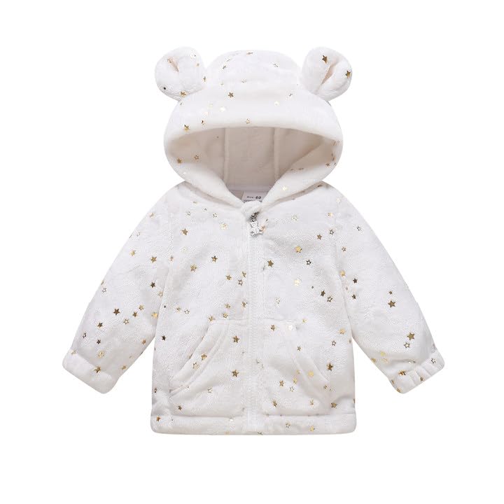 Image of Baby Girl Winter Fleece Coat Toddler Boy Jacket Infant With Hood Warm Outerwear