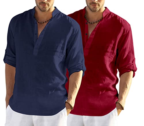 Image of Combo of Men's Regular Fit Cotton Blend Casual Kurta (Pack of 3)
