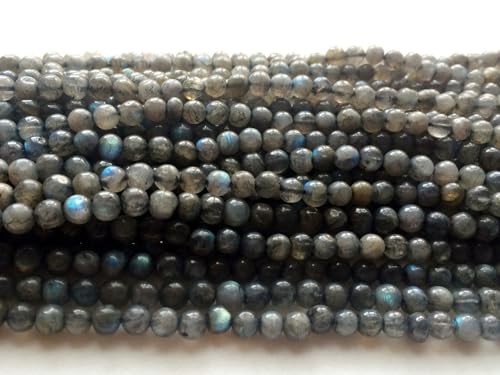 Labradorite perles 5mm de qualité gemme reflets bleus intenses pour bijoux - 4