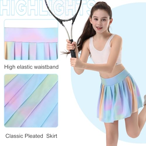 Image of Bezioner Girls Tennis Skirt A-Line Pleated Skirt with Shorts Pocket Uniform Skort for Golf Athletic Cheerleading