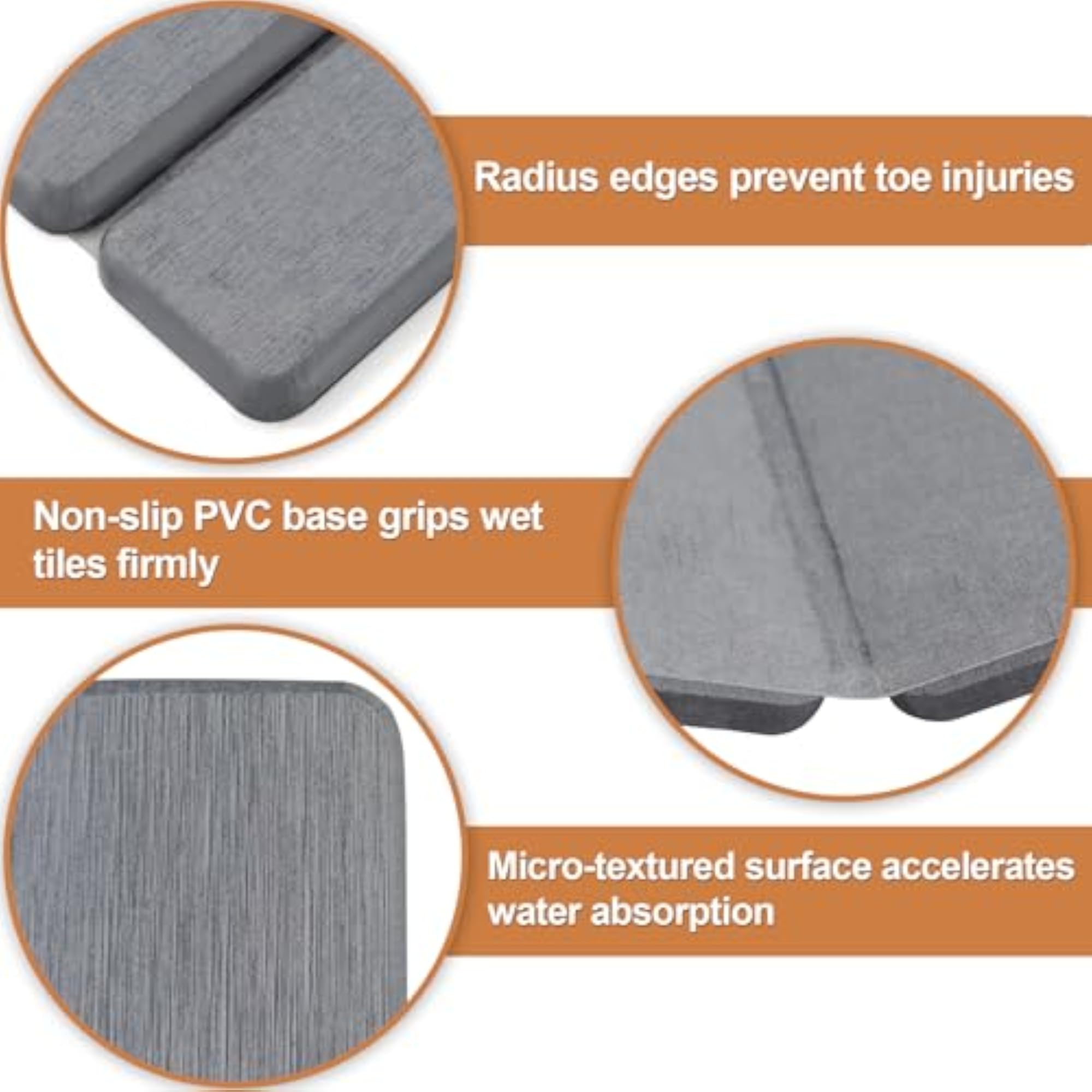 Rollable Dish Drying Mat, Gray Wood Slat Design