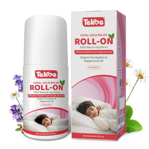 Image of Tekme Total Cold Relief Roll-On for Babies, 100% Natural with Organic Eucalyptus & Peppermint Oil, Relief from Cold, Cough, Block Nose & Nasal Congestion 40ml