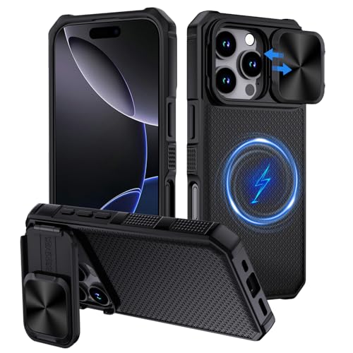 XTCASE für iPhone 16 Pro Hülle Magnetisch kompatibel mit Magsafe, Kameraschutz Handyhülle Integrierter Versteck Ständer ...