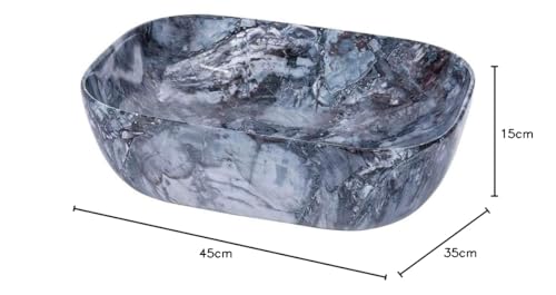 Image of OSOSAM Designer Table Top Wash Basin For Bathroom | Ceramic Countertop Wash Basin | over counter Bathroom Sink | Vessel Sink for Hotel, Home Living Room (18 x 13 x 5.5 Inch, Blue Marble)
