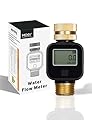 MOES Water Flow Meter with Brass Inlet & Outlet Metal Thread, Measure Gallon/Liter Consumption and Flow Rate for RV Water Tank Filling, Outdoor Garden Hose Watering, Lawn Sprinkler and Nozzle Sprayer
