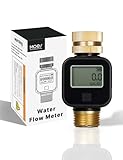 MOES Water Flow Meter with Brass Inlet & Outlet Metal Thread, Measure Gallon/Liter Consumption and Flow Rate for RV Water Tank Filling, Outdoor Garden Hose Watering, Lawn Sprinkler and Nozzle Sprayer