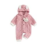 Loalirando Newborn Baby Warm Hooded Rompers Winter Jumpsuit Snowsuit Long Sleeve Onesies Outwear Outfits (Pink, 0-3 Months)