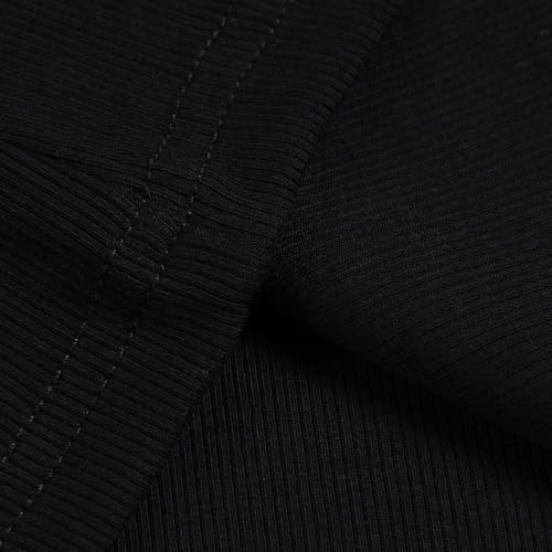 Roselux Women V Neck Ribbed Fitted Tight Tshirt Short Sleeve Shirt Basic Knit Top Cotton Tee Black XL by Roselux - Used condition - Image 3
