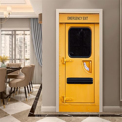 Tizhweqo Pegatina Puerta Salida de Emergencia Pegatinas para Puertas Patrón Amarillo Adhesivo Vinilo 3D Puerta Pegatina Pared Murales Papel Pintado Poster para Sala de Baño Decorativos 80x210 a5556
