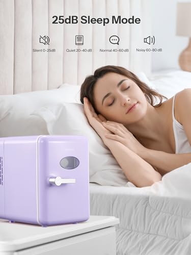 Reemix Mini Fridge, 4L/6 Cans Retro Portable Cooler For 120V Home & 12V DC Car Use, Skincare Fridge for Bedroom, Car, Office, Dorm (Purple)
