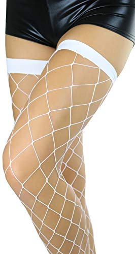Image of ToBeInStyle Women's Vibrant Large Net Fishnet Thigh High Elastic Nylon Novelty Stockings