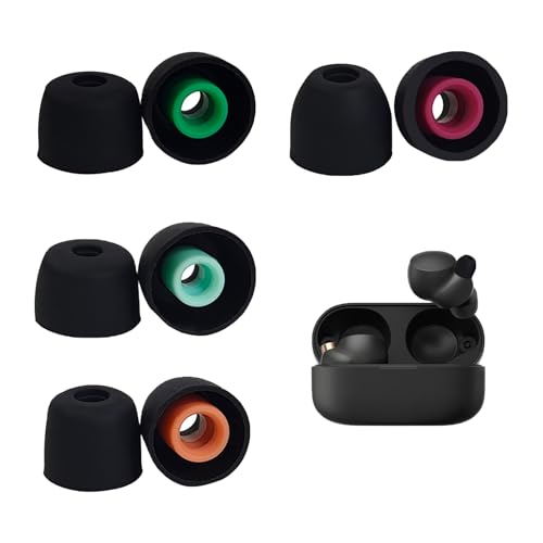 4 Pairs Replacement Silicone Earbud Tips Eartips for Sony WF-1000XM4 Wireless Earbuds, Noise Reduction Sound Enhancement Padded Earplugs, Comfort Soft Anti Slip Ear Buds Replacement Set (Black)