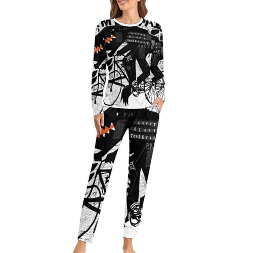 Pyjama Femme Dinosaure Noir Contre le Froid des Nuits Fraîches