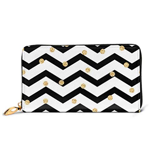 Preisvergleich Produktbild JHGFG Mode Handtasche Reißverschluss Brieftasche Chevron Zickzack Schwarz Weiß Nahtloses Muster Telefon Kupplung Geldbörse Abendkupplung Blockieren Leder Brieftasche Multi Card Orga