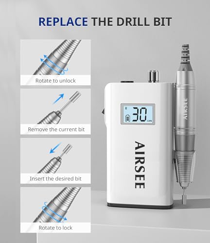 Image of Rechargeable 30000RPM Electric Nail Drill Professional Portable Manicure Pedicure E File Kit Machine to Easy Use Remove Acrylic Nails Natural Extension Gel Nails Polish Cuticle, Cordless High Speed
