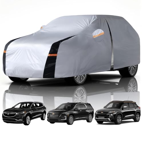 Image of Large SUV Car Cover Waterproof All Weather, 10 Layers Outdoor Car Covers for SUV - Sun & Rain Protector Full Exterior Covers. Custom Fit Buick Enclave, Chevrolet Traverse, Tahoe, Trailblazer, etc