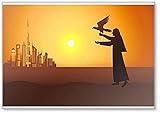 Kühlschrankmagnet Falconer In The Desert Near Dubai City