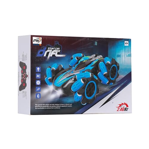 Image of PN AVAN RC Stunt Drift Car, 2.4G RC Car Independent Signal Cool Fun 360 Degree Rotation for Outdoor, High Speed 360 Degree Rotation Rechargeable Transverse Tire (Blue)