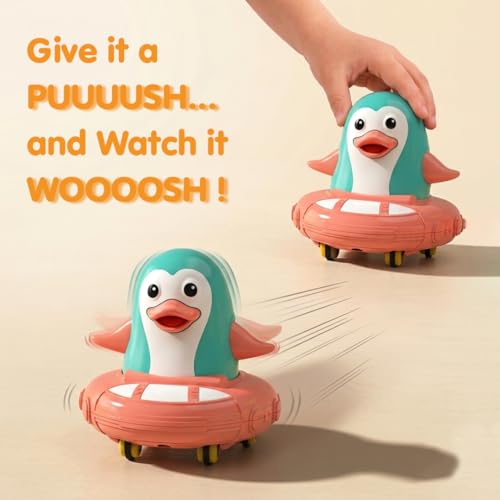 Image of Friction Powered Animal Toy Pack of 2 for Kids with Cute Topsy Turtle & Penguin Characters, Fun Toy, Best Gift for Kids, 3+ Years