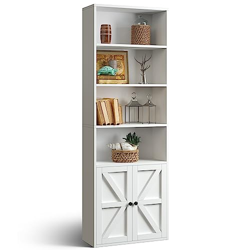Oneinmil 6 Tier Bookshelf And Bookcase, Wooden Bookshelves With Cabinet Doors, Floor Bookshelves And Office Storage Cabinets For Home Office, Living Room thumb #6