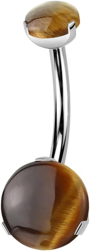 Pierced Owl 14GA ASTM F-136 Implant Grade Titanium Internally Threaded Prong Set Natural Stone Belly Button Ring