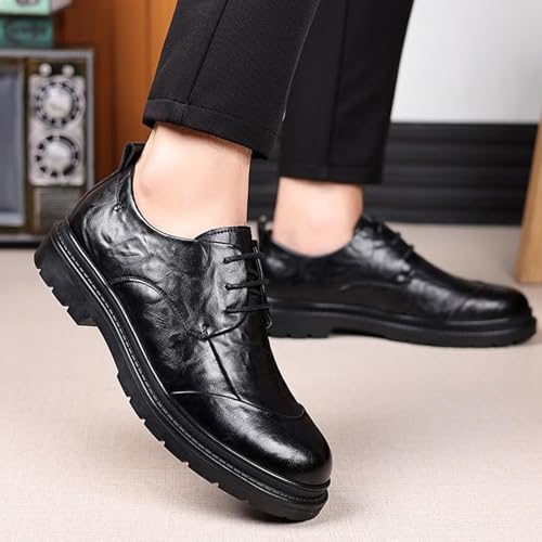 Classic Men's Office Leather Oxford Dress Shoes Platform Block Heel Lace Up and Slip-On Non-Slip Comfortable Work Shoes2