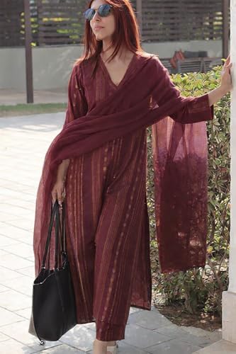 Image of ANNI Designer Women's Rayon Viscose Printed Straight Kurta with Pant and Dupatta Set | Elegant Ethnic Kurta Pant Dupatta Outfit for Women | Office Festive Casual Wear